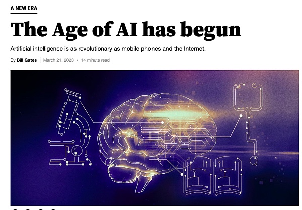 比尔·盖茨最新博文：AI时代已扑面而来