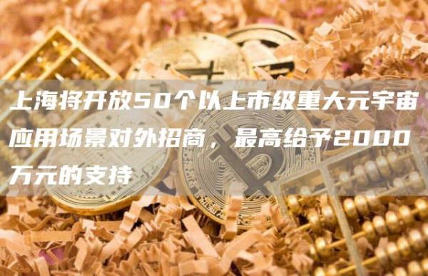 上海将开放50个以上市级重大元宇宙应用场景对外招商，最高给予2000万元的支持