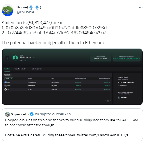 zkSync生态DEX Merlin流动性耗尽，黑客已盗取182万美元资金