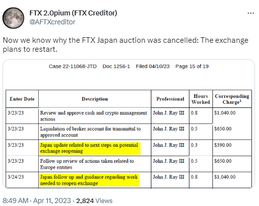 FTX债权人：FTX Japan或因计划重启而取消拍卖