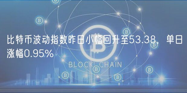 比特币波动指数昨日小幅回升至53.38，单日涨幅0.95%