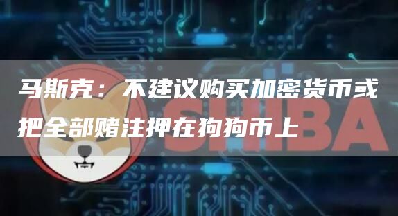 马斯克：不建议购买加密货币或把全部赌注押在狗狗币上