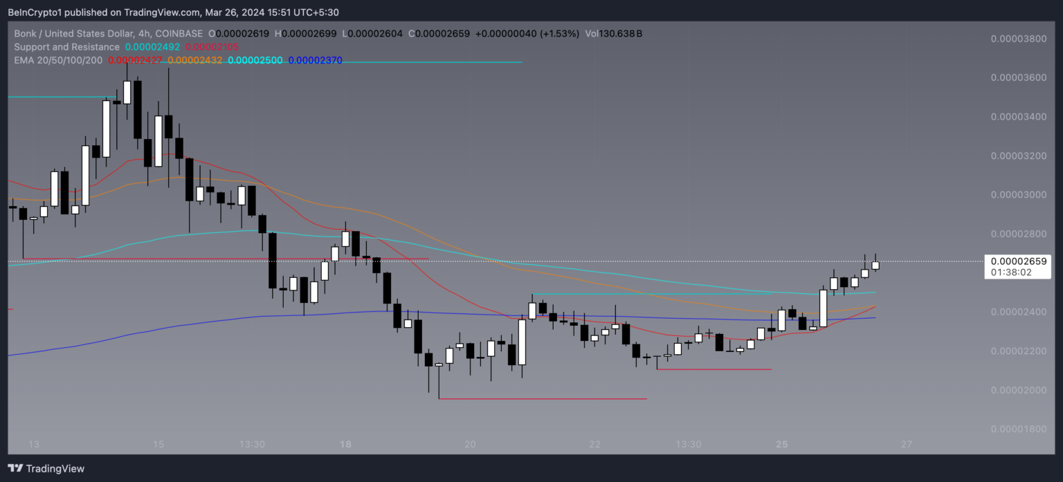 根据这些指标，BONK币价格上涨了80%