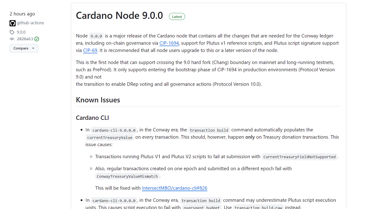 Cardano发布Node 9.0,为即将到来的Chang硬分叉铺平道路插图 Cardano发布Node 9.0,为即将到来的Chang硬分叉铺平道路