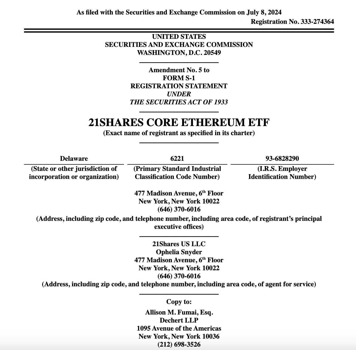 VanEck和21Shares向SEC提交了修改后的以太坊ETF文件插图 VanEck和21Shares向SEC提交了修改后的以太坊ETF文件
