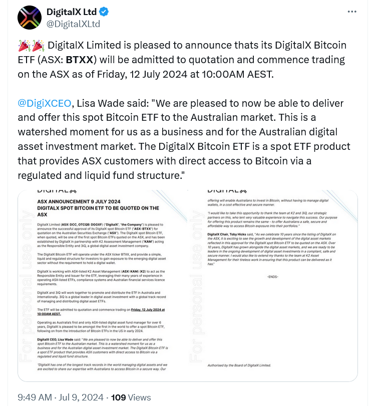 澳大利亚主要证券交易所将迎来第二只比特币ETF插图 澳大利亚主要证券交易所将迎来第二只比特币ETF