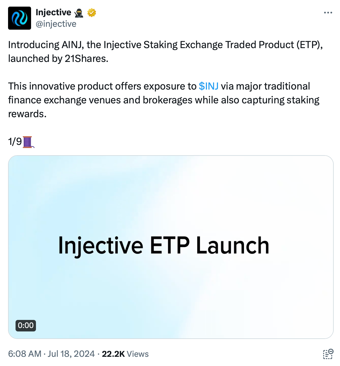 21Shares在泛欧交易所推出INJ ETP