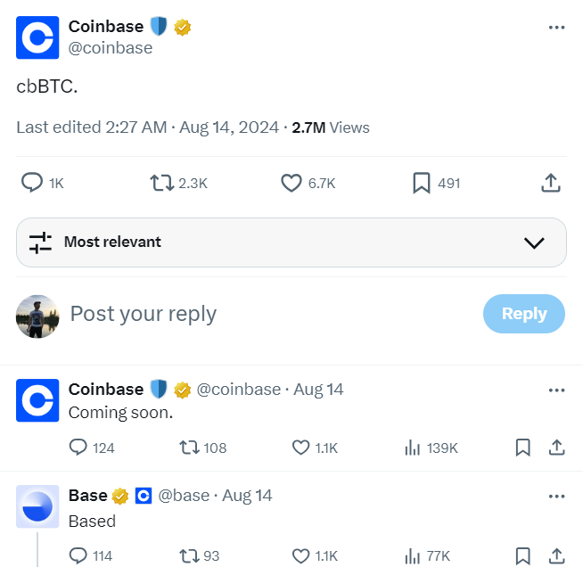 Coinbase cbBTC代币可能会彻底改变比特币DeFi的采用